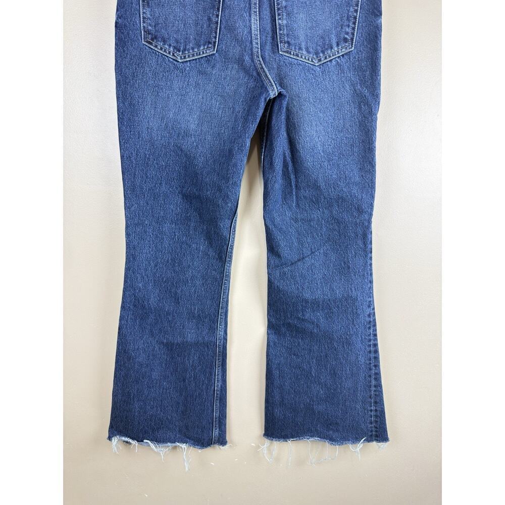 Zara Jeans Womens Blue Size 6 Denim Flare High Rise Raw Hem Medium Wash - Picture 7 of 14